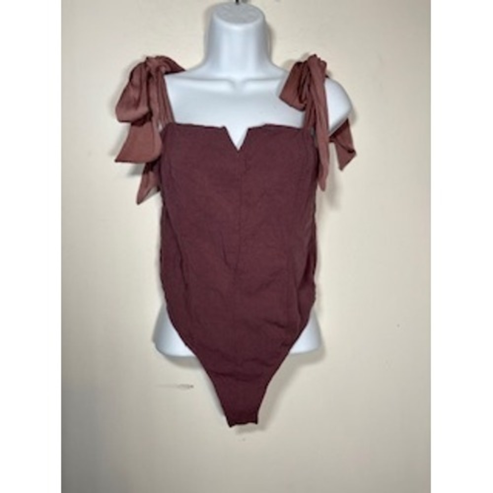Intimately Free People Lola Bodysuit Small Mauve Tie Shoulder Corset Boho Summer